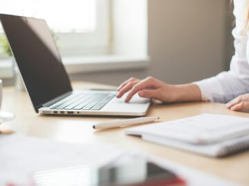 person using laptop