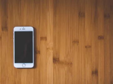 White iPhone Wood Desk